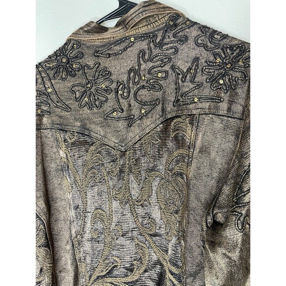 Vintage Flashback Couture Metallic Bronze Jacket Size L - Picture 7 of 8